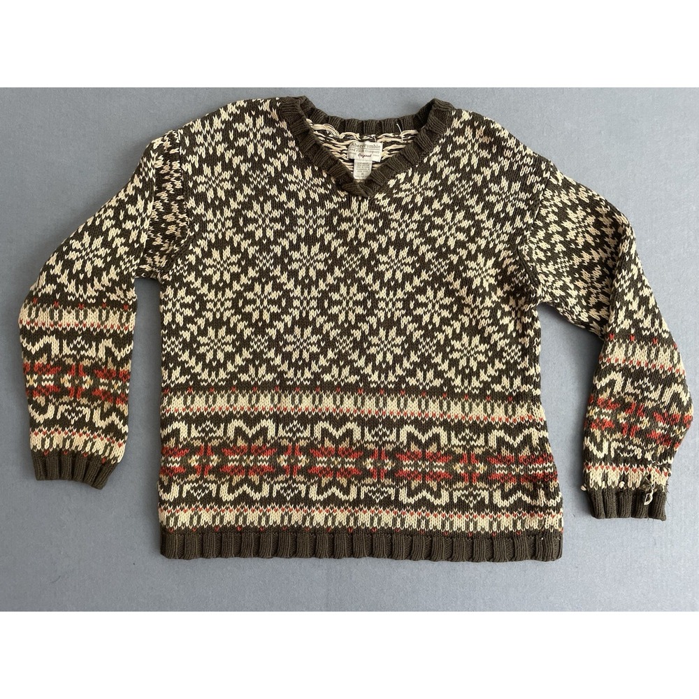 Vintage Abercrombie Fitch M Sweater Fairisle Chunky Knit Cotton‎ Rustic Prep